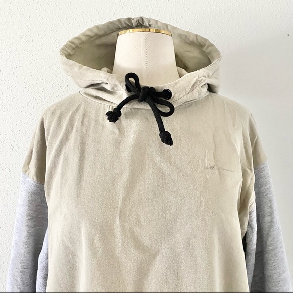 ZARA Women's Size Small Grey Contrast Hoodie Pullover Sweatshirt Cropped Boxy S - Picture 3 of 10